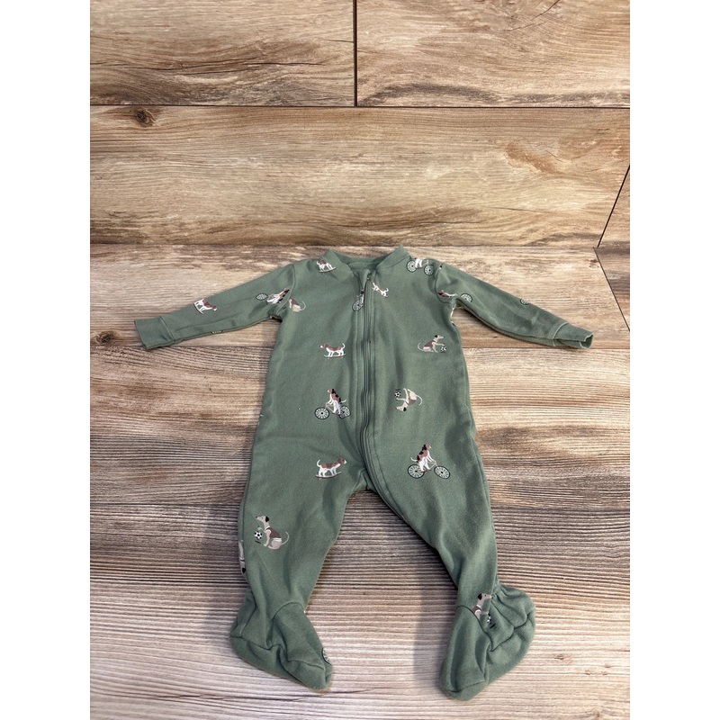 Pekkle Dog Print Sleeper Green sz 3m Green 3m