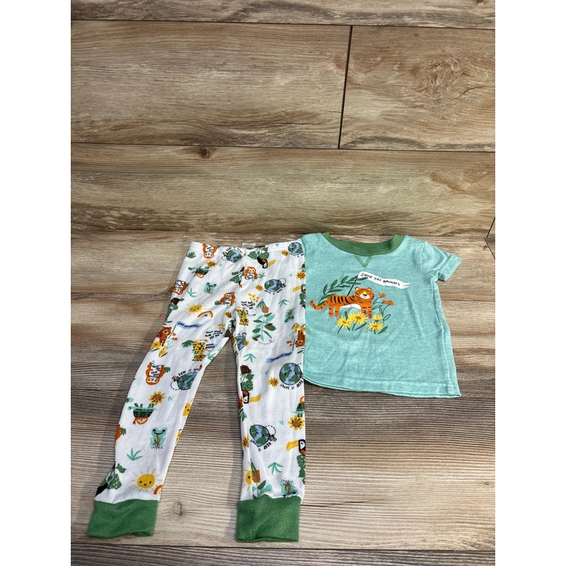 PJ Essentials 2pc Save The Animals Pajama Set Green sz 3T Green 3T
