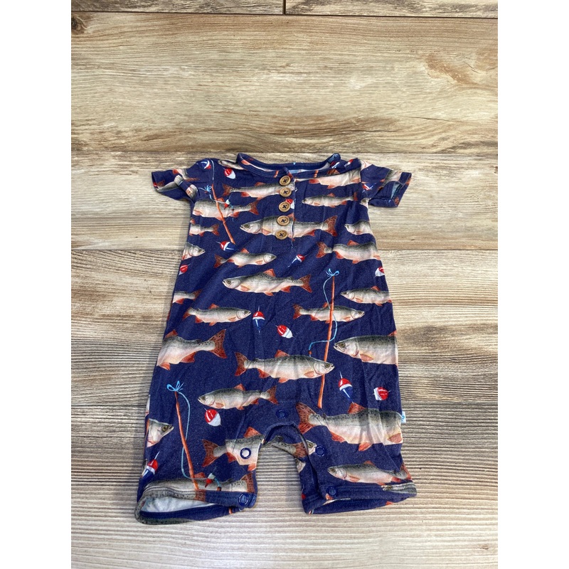 Posh P Henley Fish Romper Blue sz 12-18m Blue 12m
