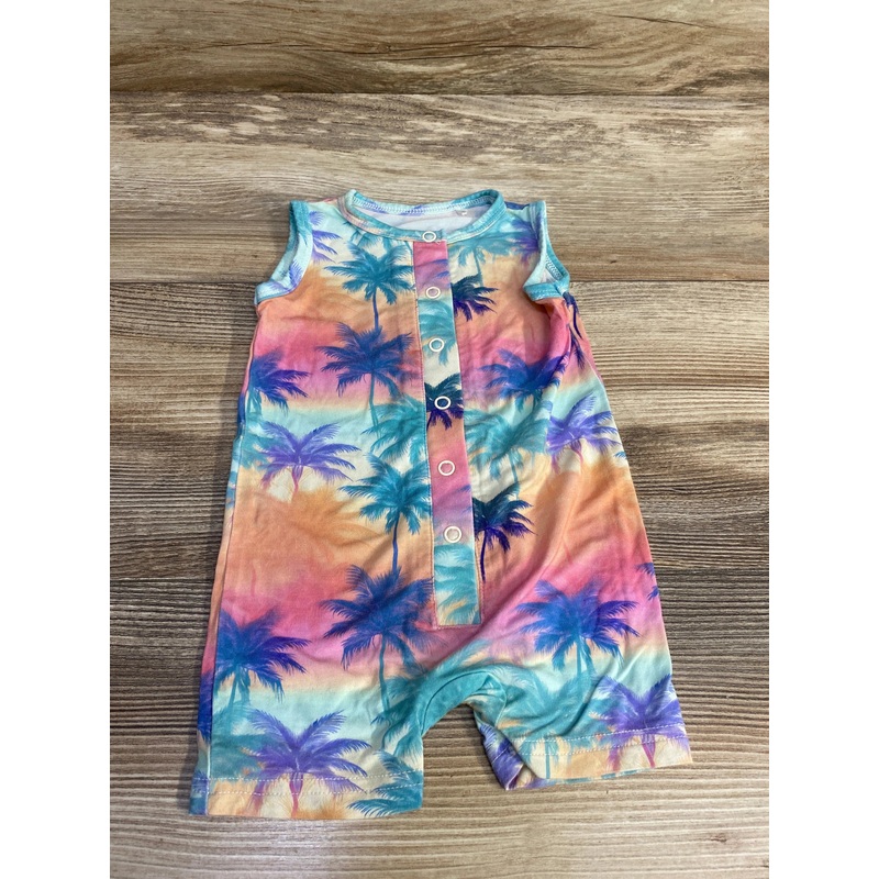 Bums & Roses Cool Palm & Collected Shortie Romper sz 0-3m Multicolor Newborn