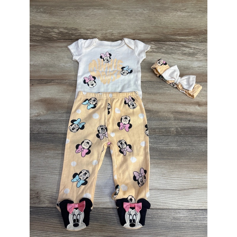 Disney Baby 3pc Minnie Mouse Bodysuit + Pants + Headband Orange sz 0-3m Orange Newborn