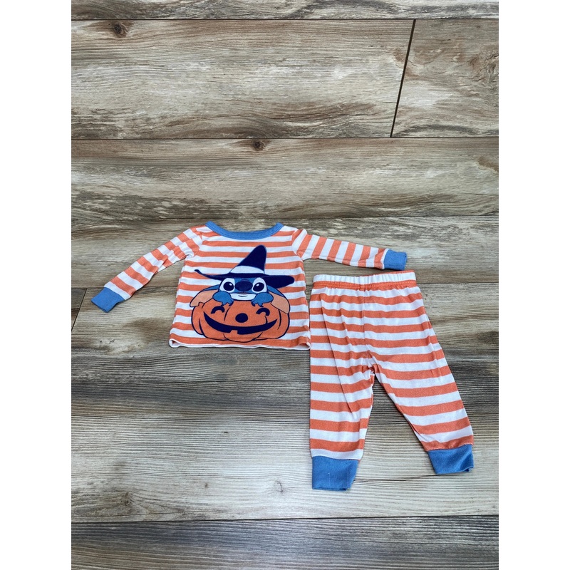 Disney Orange Striped Stitch Halloween 2pc Pajama Set sz 12m