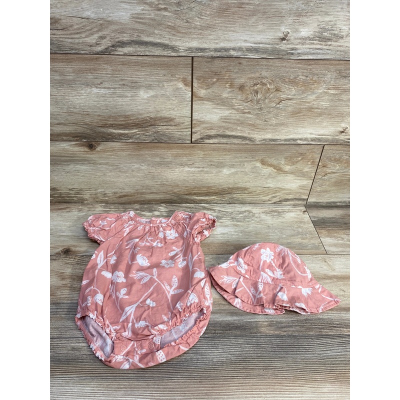 Just One You 2pc Floral Romper & Hat Pink sz 6m Pink 6m