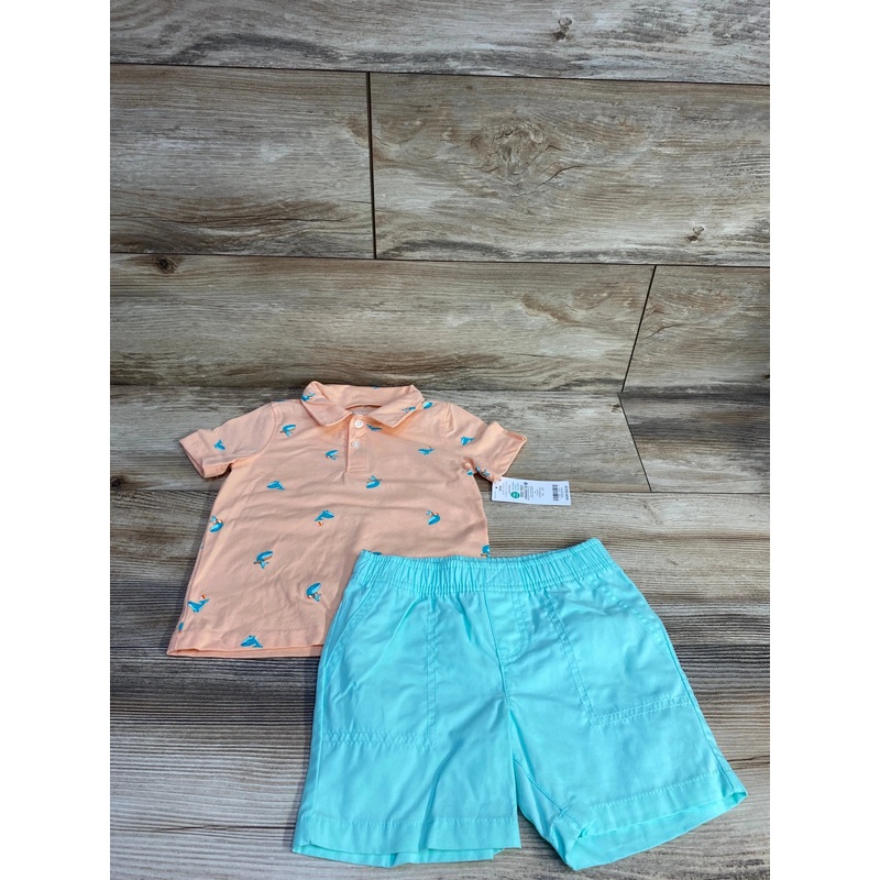 NEW Carter’s 2pc Polo Shirt & Shorts Peach sz 24m Peach 24m