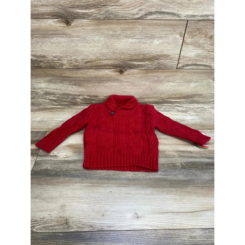 NEW Cat & Jack Shawl Collar Cable Knit Sweater Red sz 2T