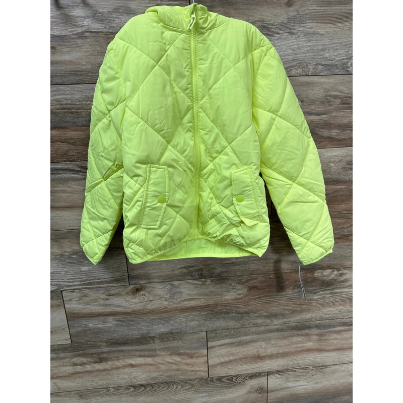 NEW Cat & Jack Sherpa Lined Hooded Lime Coat sz 8/10