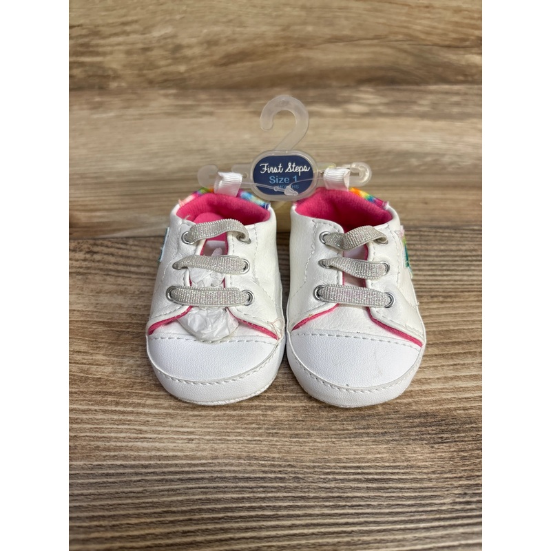 NEW First Steps by Stepping Stone Soft Sole Shoes White sz 1c