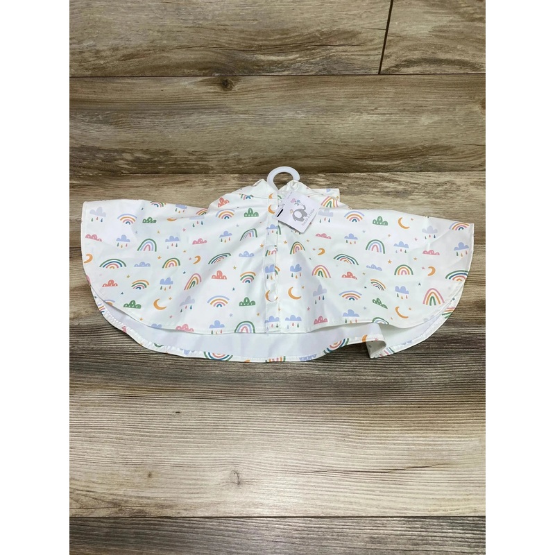 NEW Freddi & Eddie Rainbow Rain Poncho White sz 6-12m
