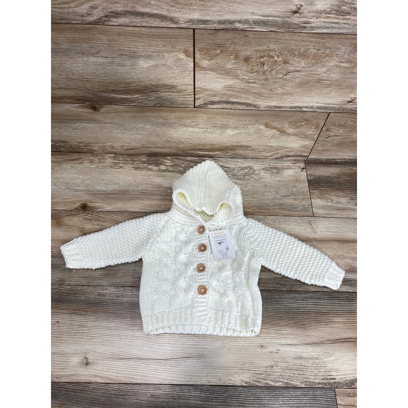NEW Huggalugs Ivory Hooded Coat Sweater sz 0-6m