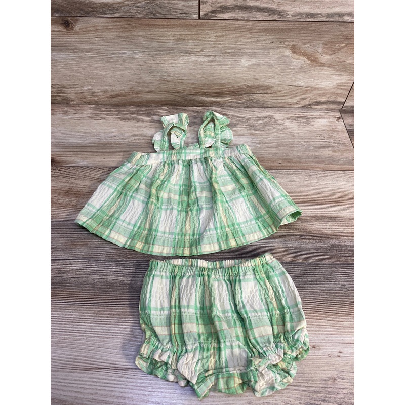 Old Navy 2pc Plaid Top & Bottoms Green sz 6-12m Green 6m