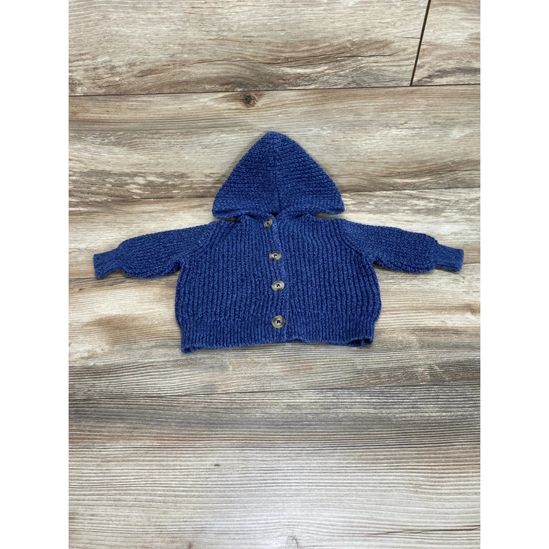 Old Navy Blue Hooded Button-Front Knit Cardigan sz 3-6m