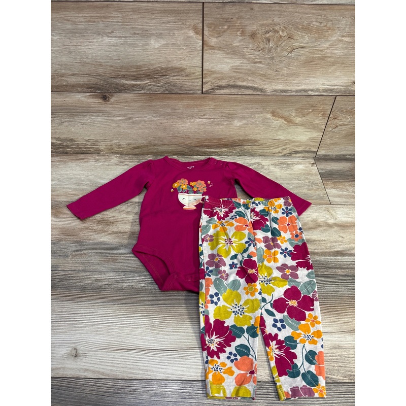 Carter’s 2pc Floral Teacup Bodysuit & Pants Pink sz 18m Pink 18m