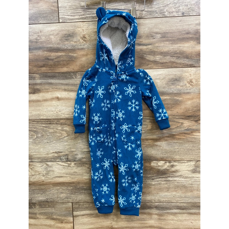 Carter’s Hooded Fleece Snowflake Coverall Blue sz 12m Blue 12m