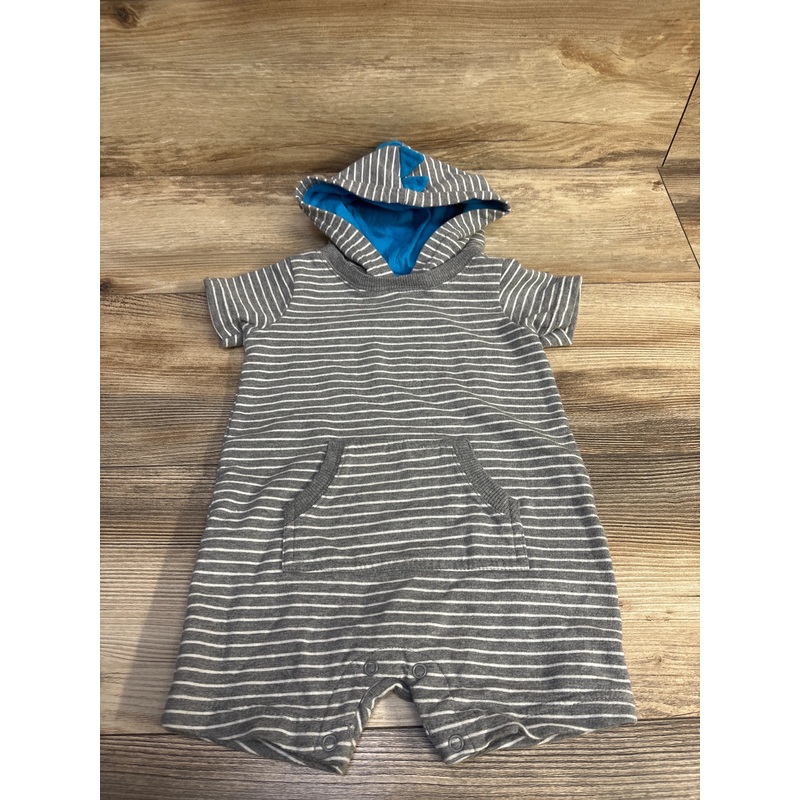Carter’s Striped Hooded Shortie Romper Grey sz 18m Grey 18m