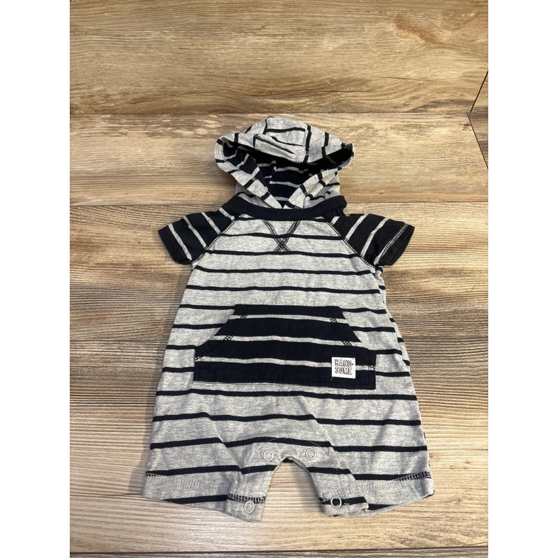 Carter’s Striped Hooded Shortie Romper Grey sz 3m Grey 3m