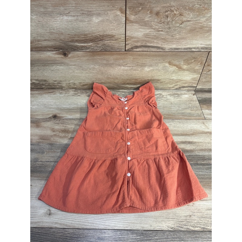Cat & Jack Flutter Sleeve Button Front Dress sz 2T Orange 2T