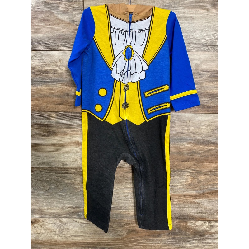 Disney Baby Beauty and The Beast Hooded Coverall Blue sz 18-24m