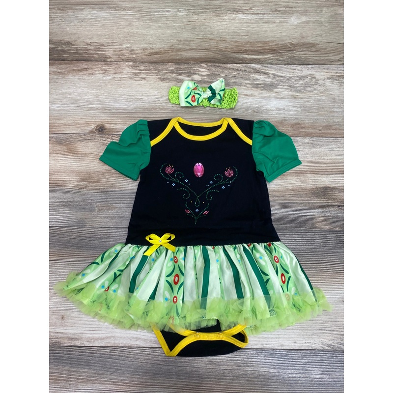Frozen Anna Princess Costume Bodysuit Dress With Headband sz 12-18m