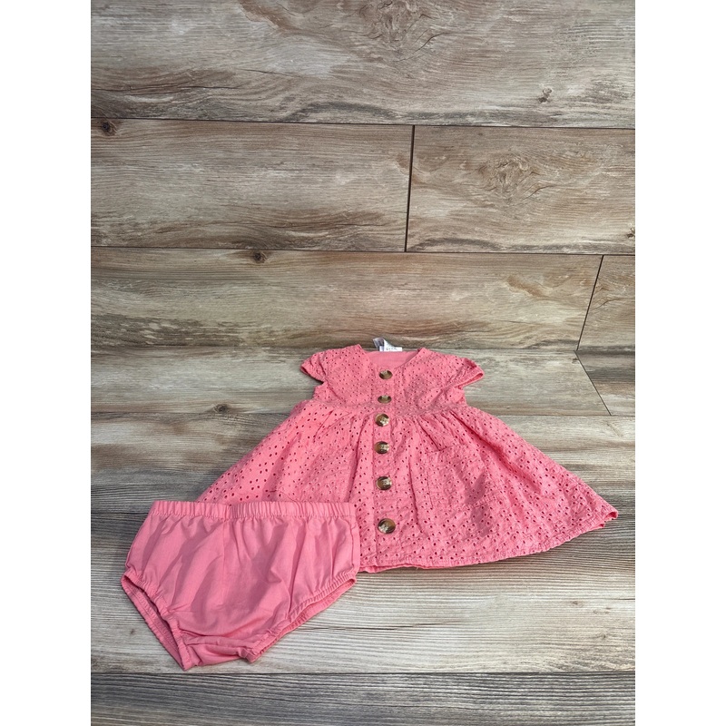Little Lass 2pc Eyelet Dress & Bloomers Pink sz 24m Pink 24m