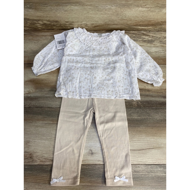 NEW Badgley Mischka 2pc Floral Top & Leggings White sz 12-18m White 12m