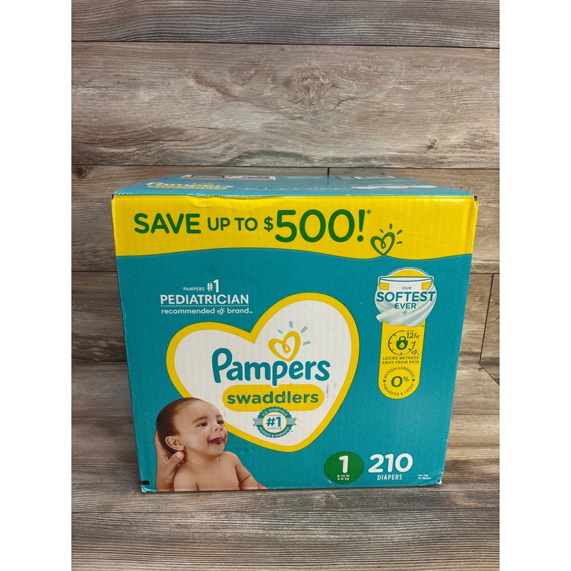 NEW Box of Pampers Swaddlers Diapers, 210 Ct. Size 1