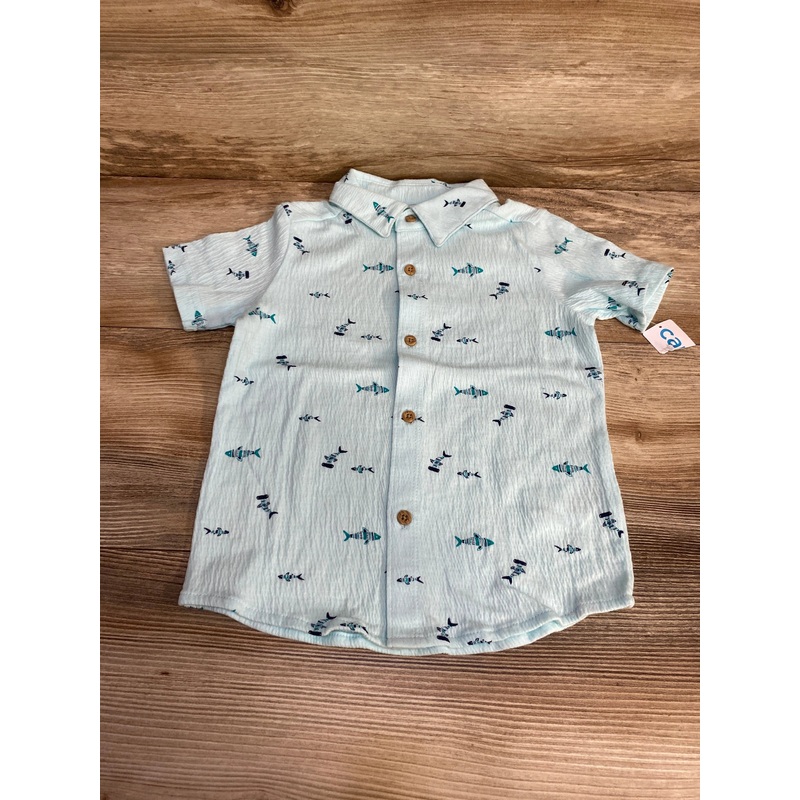 NEW Carter’s Shark Print Button-Up Shirt Blue sz 24m Blue 24m