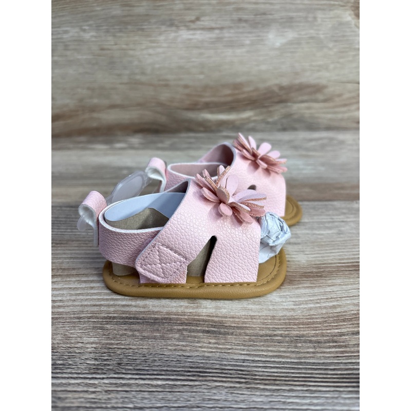 NEW First Steps Pink Leather Flower Sandals sz 1c