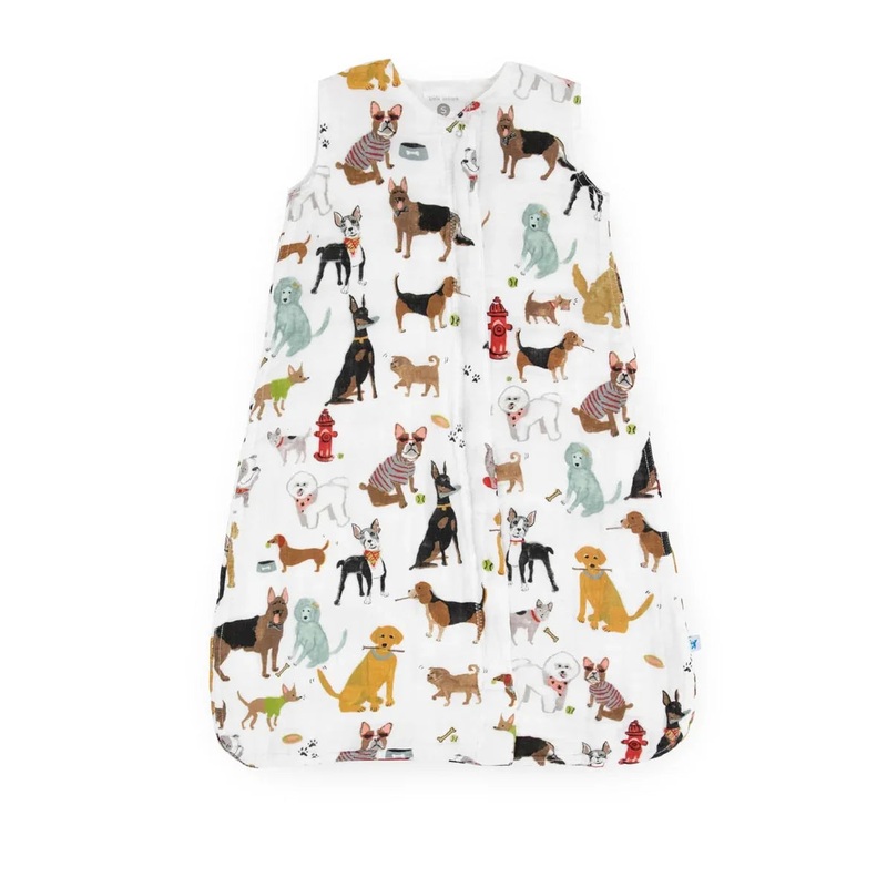 NEW Little Unicorn Cotton Muslin Sleep Sack Woof sz 6-12m White 6m