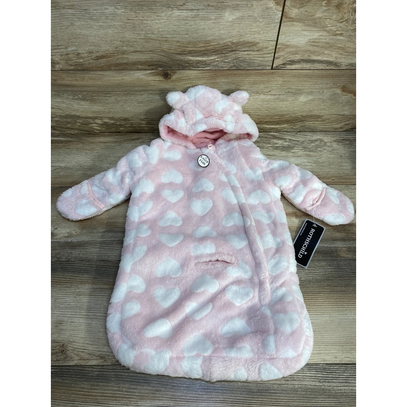 NEW Rothschild Heart Embossed Hooded Car Bag Pink sz 0-6m