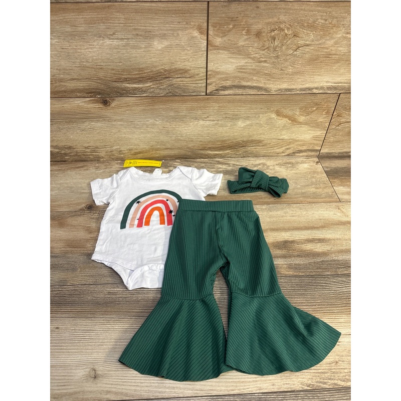 NEW Shein 3pc Rainbow Bodysuit + Bottoms + Headband Set White sz 3m White 3m