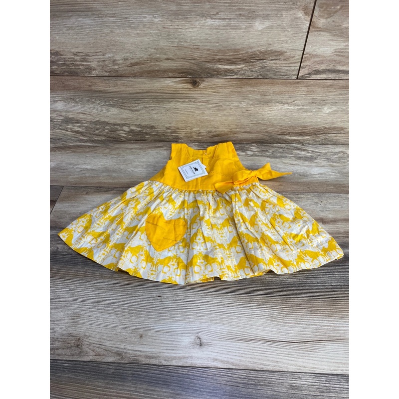 NEW Story Tailor Two Silly Goats Overlapping Frock Dress Yellow sz 6-12m Yellow 6m