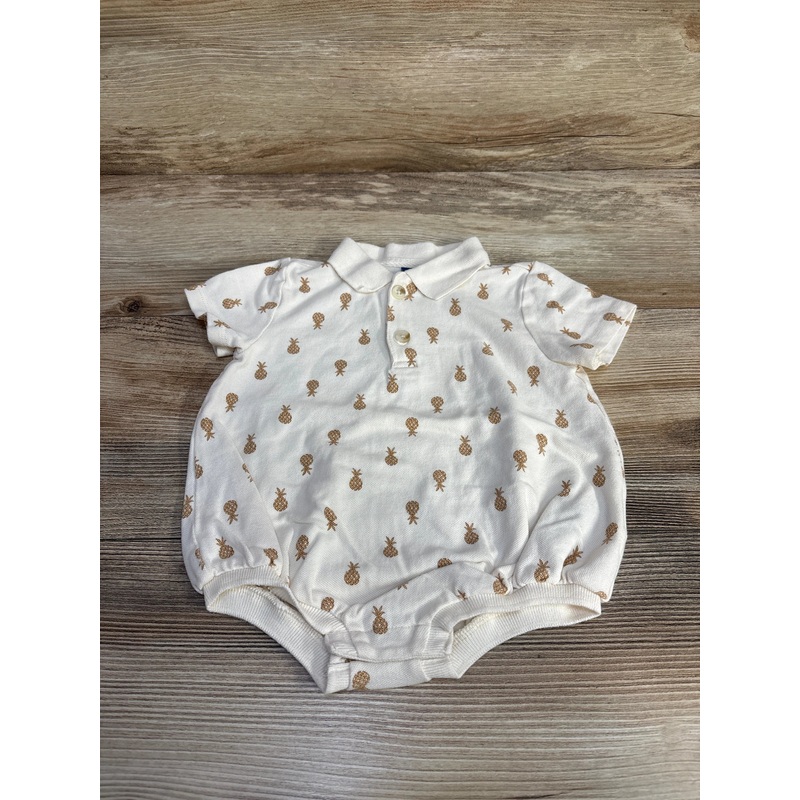 Old Navy Pineapple Print Polo Romper White sz 6-12m White 6m