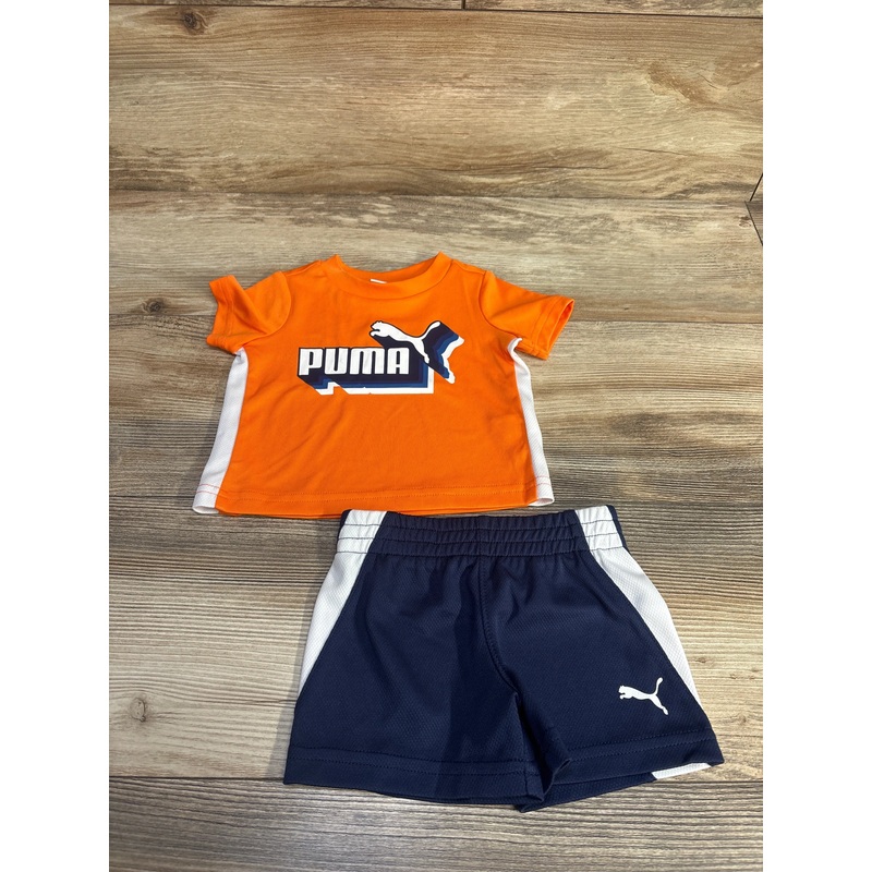 Puma 2pc Logo Shirt & Shorts Orange sz 0-3m Orange Newborn