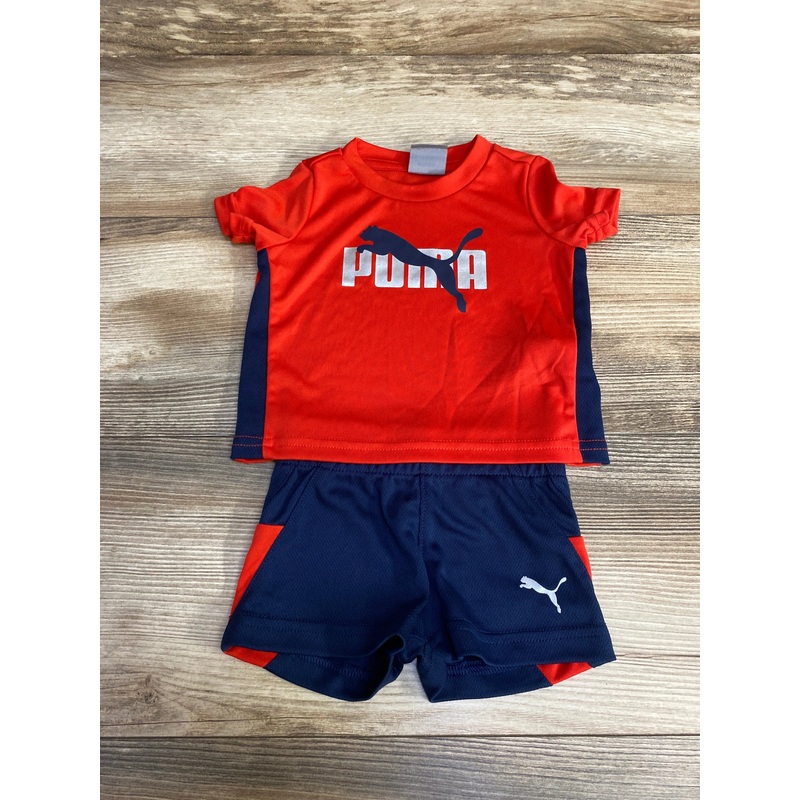 Puma 2pc Logo Shirt & Shorts Red sz 0-3m Red Newborn