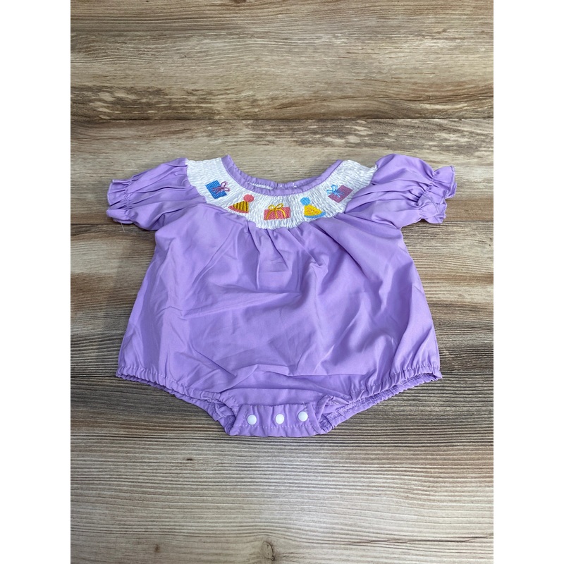 Smocked Embroidered Romper Purple sz 3-6m Purple 3m