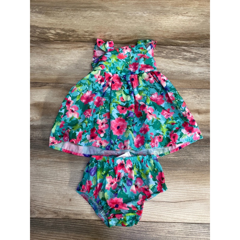 Counting Daisies Floral Dress & Bloomers Green sz 12m Green 12m