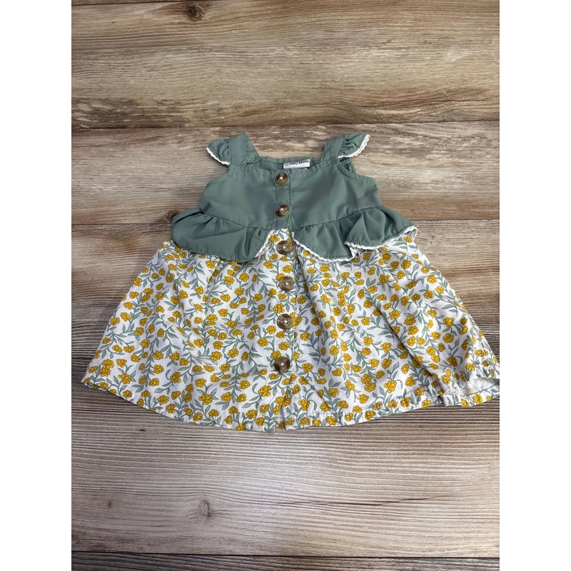 Daisy Fuentes Floral Ruffle Dress Green sz 24m Green 24m