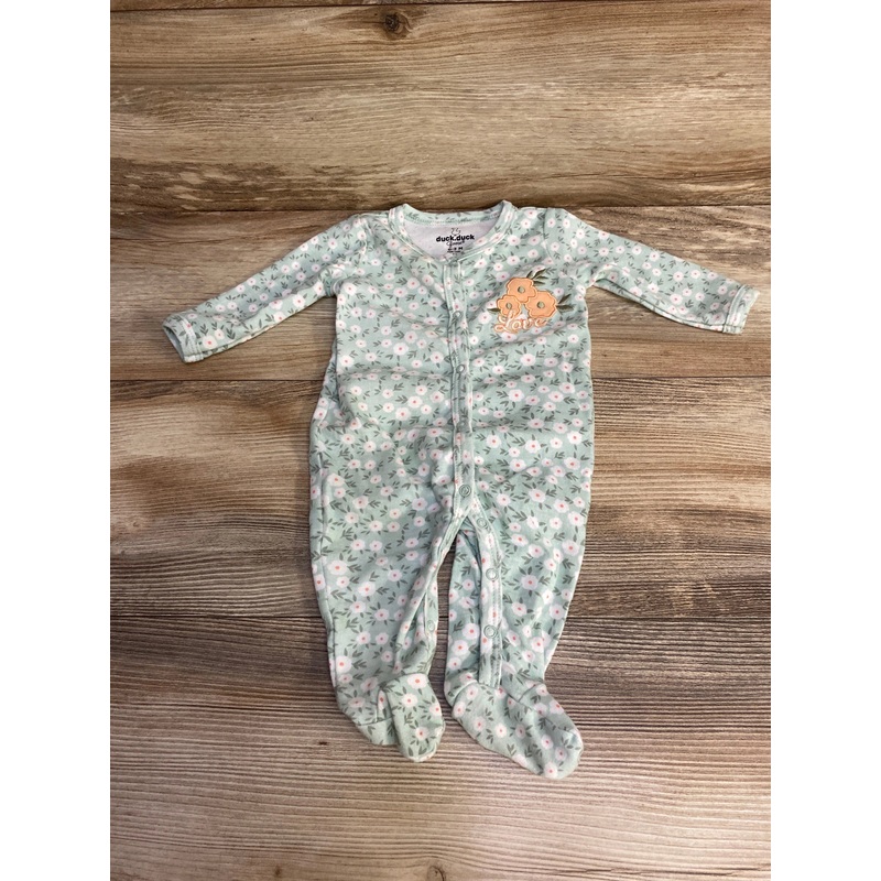 Duck Duck Goose Floral Sleeper Mint sz 0-3m Green Newborn