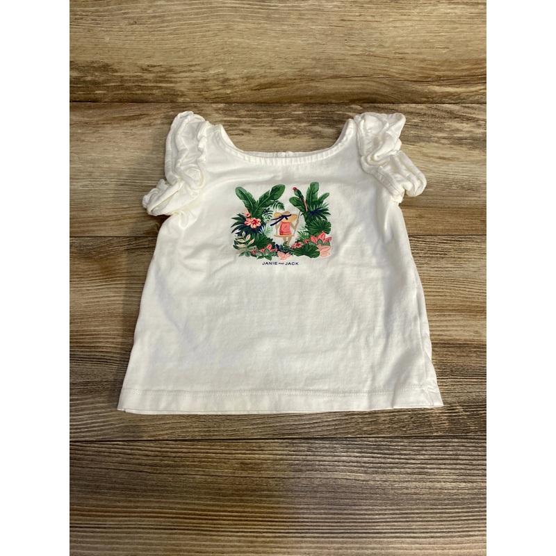 Janie and Jack Tropical Getaway Ruffle Sleeve Tee White sz 12-18m White 12m
