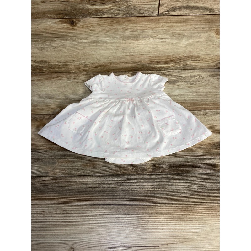 Little Me Floral Bodysuit Dress White sz 6m White 6m