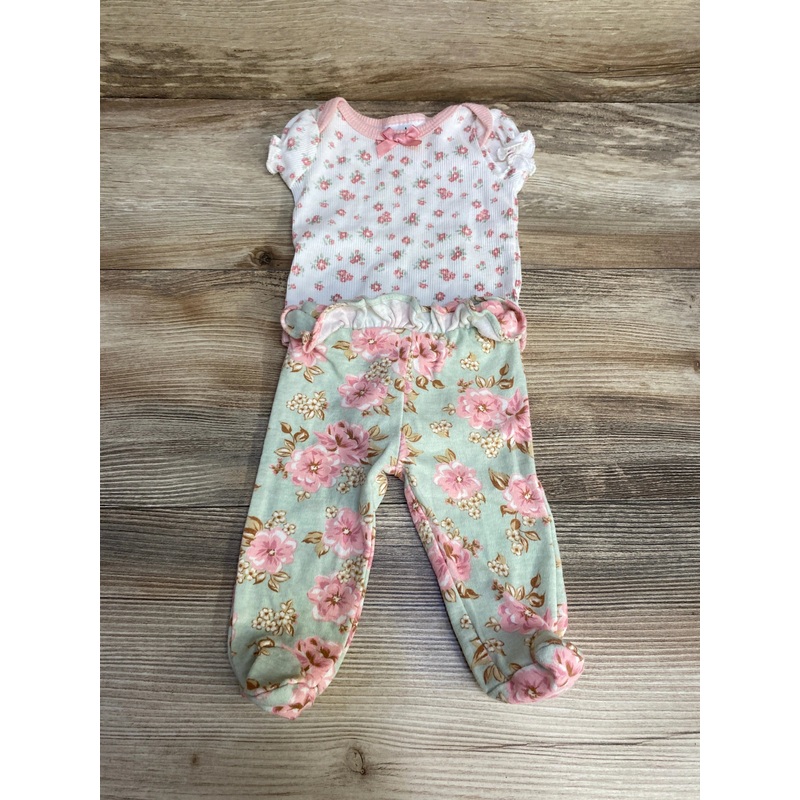Nicole Miller 2pc Floral Bodysuit & Pants White sz 0-3m White Newborn