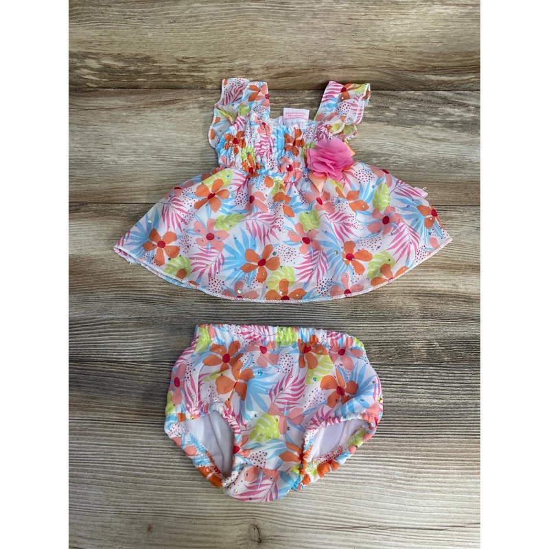 Princess Rose 2pc Smocked Floral Dress & Bloomers White sz 0-3m White Newborn