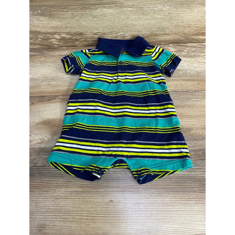 Simple Joys Striped Polo Shortie Romper Navy sz 12m Navy 12m