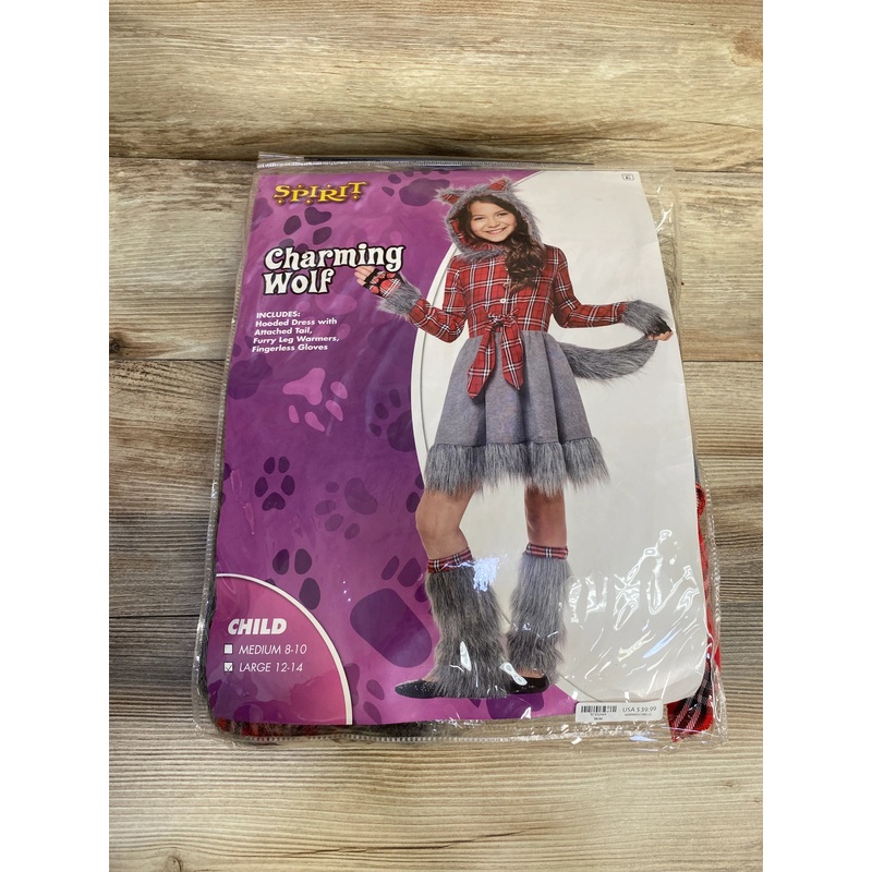 Spirit Halloween Faux Fur Charming Werewolf Costume Red sz 12-14 Multicolor