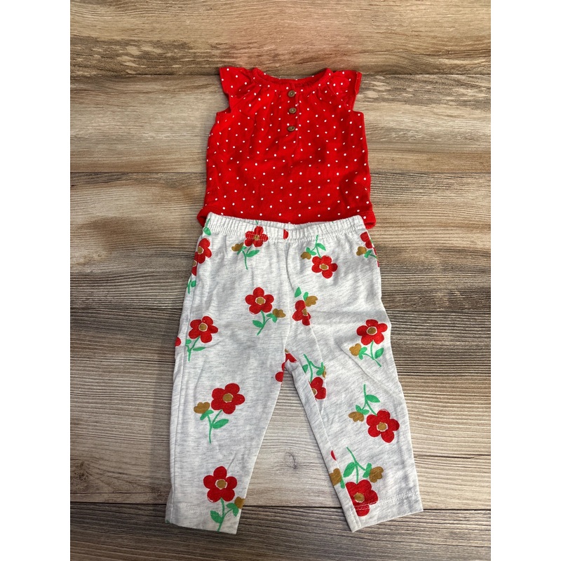 Carter’s 2pc Polka Dot Henley Bodysuit & Leggings Red sz 6m Red 6m