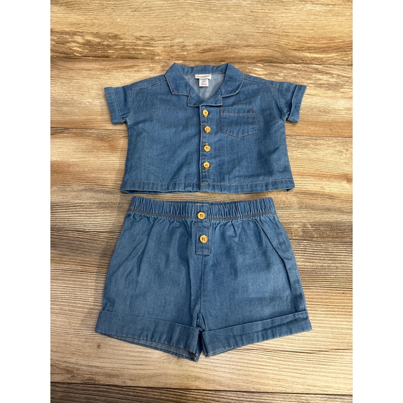 Cat & Jack 2pc Chambray Button Up Shirt & Shorts Blue sz 3-6m Blue 3m