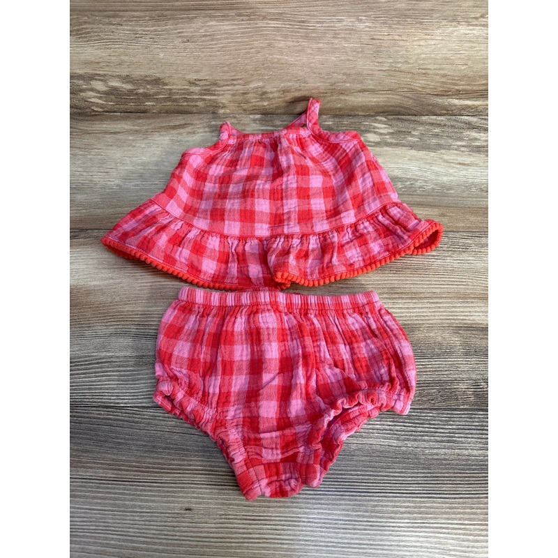 Cat & Jack 2pc Gingham Top & Bloomers Red sz 6-9m Red 6m