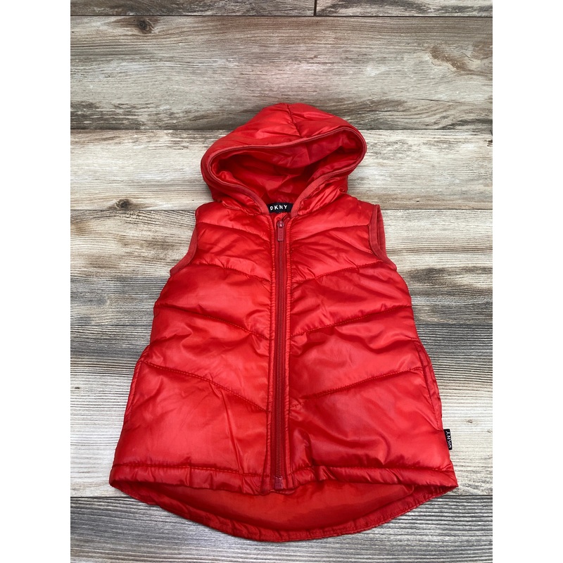 DKNY Hooded Puffer Vest Red sz 4T