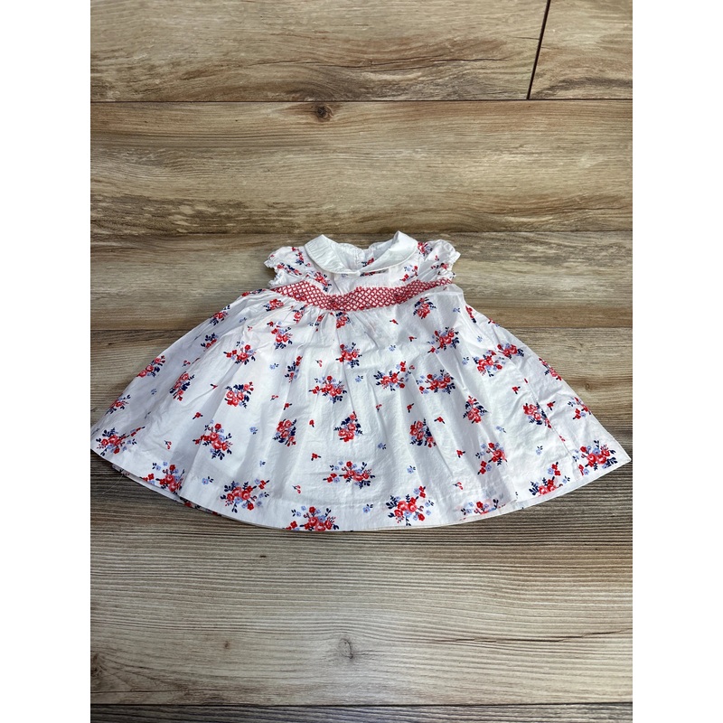 Janie and Jack Floral Charlotte Smocked Dress White sz 6-12m White 6m