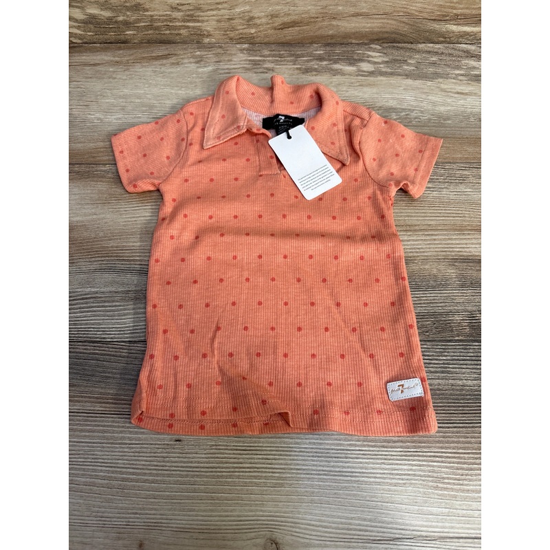 NEW 7 For All Mankind Polka Dot Polo Shirt sz 24m Peach 24m